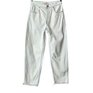 Madewell Jeans Light Blue Tapered Wide Leg Raw Hem Rigid Denim 26